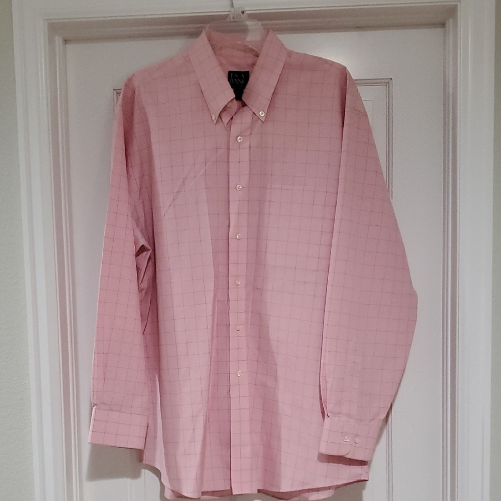 Jos A Bank Men's Pink Checkered Shirt sz L